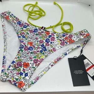 Tommy Hilfiger Floral Bikini Bottom with Yellow Straps NWT Size XS
